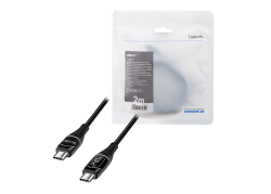 USB 2.0 C <--> USB-C 2.00m LogiLink Zwart, OLED display