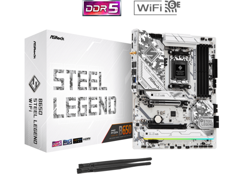 ASRock AM5 B650 Steel Legend WiFi - D5/3xM.2/DP/HDMI/ATX