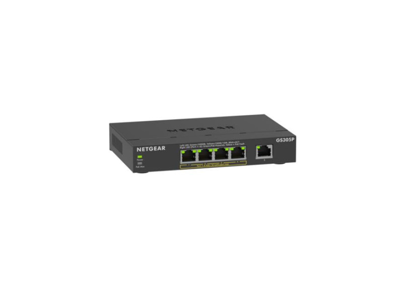 Netgear 5 Poort/4xPoE+ 1Gbps GS305Pv3 Netgear 5 Poort/4xPoE+ 1Gbps GS305Pv3