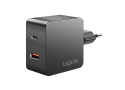 Lader 230V 1xUSB-C 45W+1xUSB-A 20W LogiLink Zwart