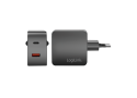 Lader 230V 1xUSB-C 45W+1xUSB-A 20W LogiLink Zwart