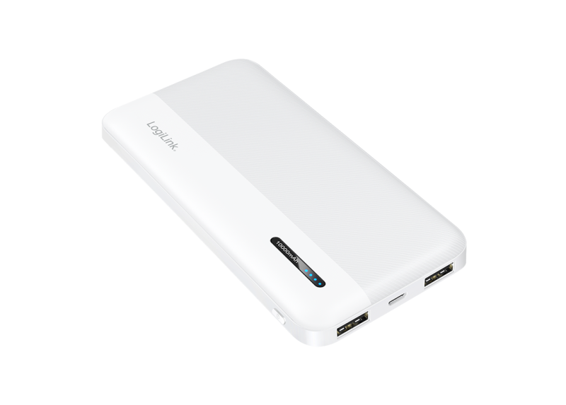 Power Bank 10000mAh LogiLink 1xUSB-C, 2x USB-A Wit