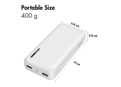 Power Bank 20000mAh LogiLink 2x USB-A Wit