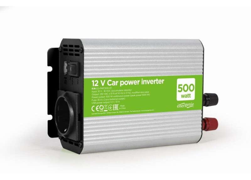 Gembird EG-PWC500-01 netvoeding & inverter Auto 500 W Grijs