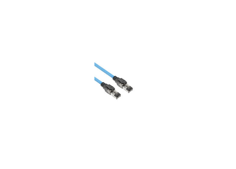 ACT Blauw 20 meter S/FTP CAT6A B2ca PoE++ 100W solid prefab installatiekabel, RJ45 male – male