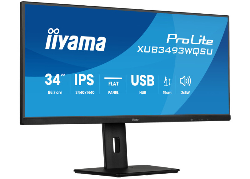 iiyama ProLite XUB3493WQSU-B6 | 34" Ultrawide IPS Monitor | 3440x1440 UWQHD | 120Hz | LED | Zwart
