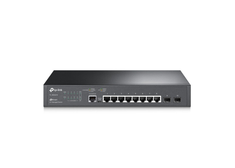 TP-Link TL-SG3210 | JetStream Managed L2+ Switch | 10 Poorten | Gigabit Ethernet (10/100/1000 Mbps) | 8x RJ45 + 2x SFP | Omada S