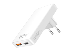 Lader 230V 1xUSB-C 65W+1xUSB-A 18W LogiLink Zwart