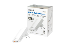 Lader 230V 1xUSB-C 65W+1xUSB-A 18W LogiLink Zwart