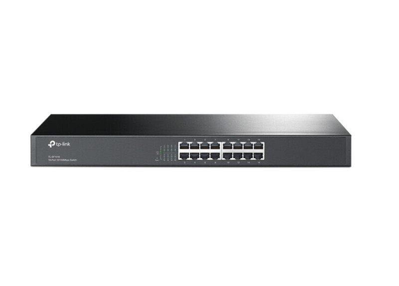 TP-Link TL-SF1016 | 16-poorts Fast Ethernet Switch (10/100 Mbps) | Unmanaged | 1U Rackmount | Zwart