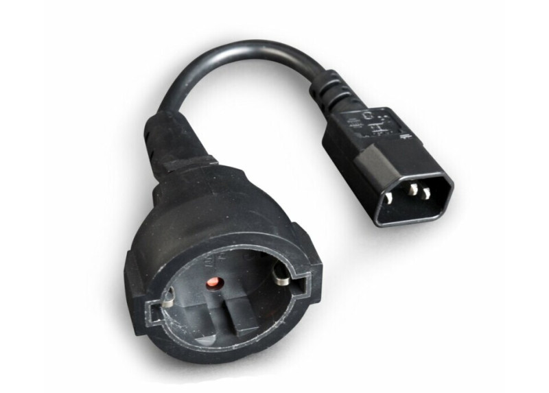 Gembird PC-SFC14M-01 | 0,15 m Stroomkabel | C14 naar Schuko (CEE 7/3) | Zwart | Compact Verloopstuk