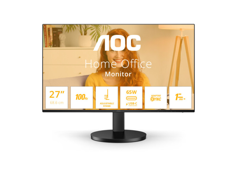 AOC Q27B3CF2 | 27" | 2560x1440 Quad HD IPS | 100Hz | 1ms MPRT | Ingebouwde Speakers | USB-C 65W Power Delivery