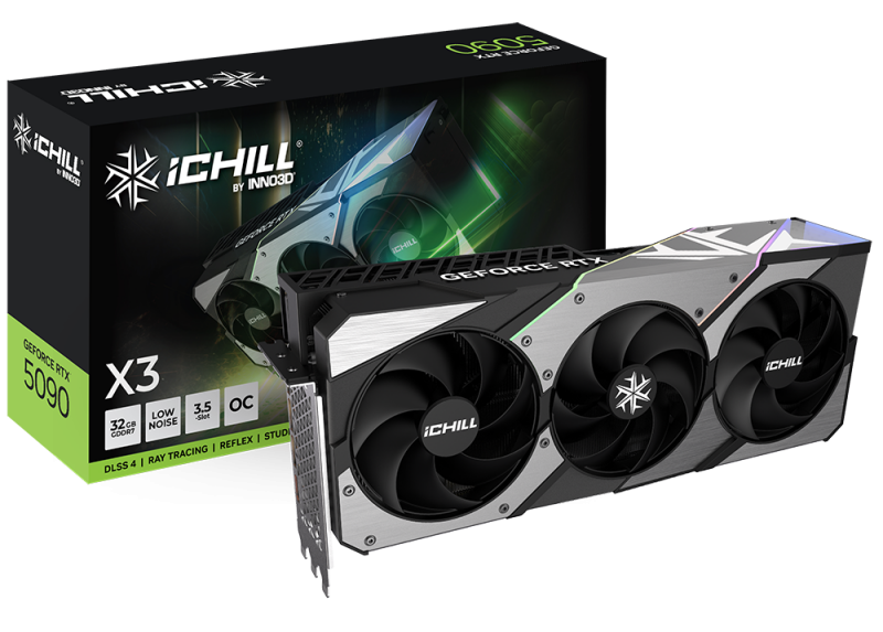 INNO3D GeForce RTX 5090 iCHILL X3 | 32 GB GDDR7 VRAM | 4K Gaming | Videokaart | GPU | Nvidia