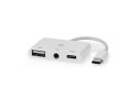 Nedis CCGB64790WT01 | Laptop Dock & Poortreplicator USB 2.0 Type-C | 1× USB-A + 1× USB-C + 3,5 mm audio | 480 Mbps | Wit