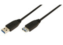 USB-A 3.0 (M) --> (F) 1.00m Verlenging LogiLink Zwart