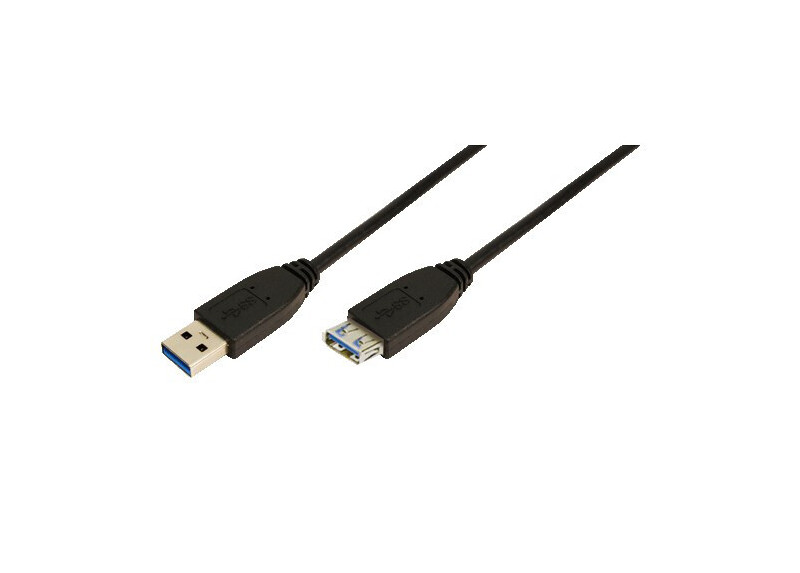 USB-A 3.0 (M) --> (F) 1.00m Verlenging LogiLink Zwart