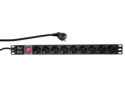 Stekkerdoos 9-voudig 19" 2m /Zwart /schakelaar /Logilink