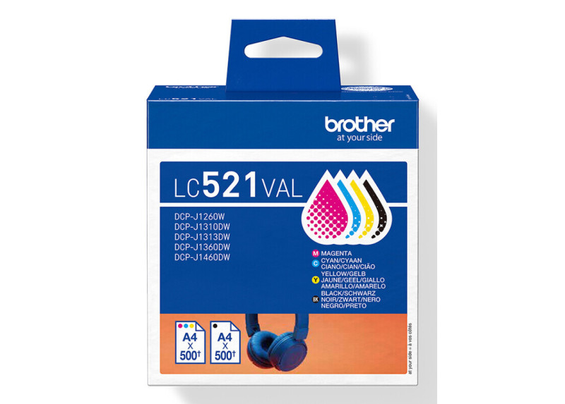 Brother LC-521VAL Value Pack 4x 500 paginaÂ´s (Origineel)