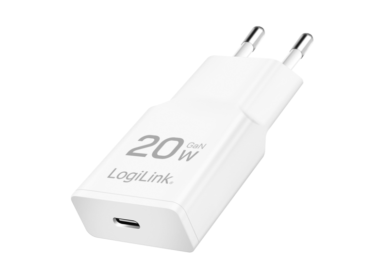 Lader 230V 1xUSB-C 20W LogiLink Wit (slim)