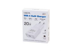 Lader 230V 1xUSB-C 20W LogiLink Wit (slim)