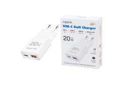 Lader 230V 1xUSB-C 20W+1xUSB-A 18W LogiLink Zwart