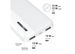 Power Bank 10000mAh LogiLink 1xUSB-C, 2x USB-A Wit