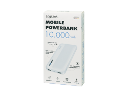 Power Bank 10000mAh LogiLink 1xUSB-C, 2x USB-A Wit