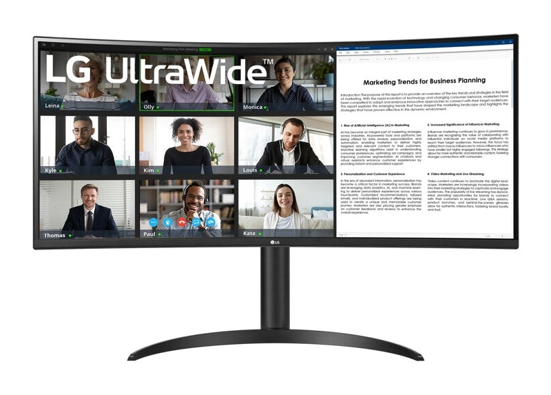 LG 34WR55QK B | 34" Curved Ultrawide | 3440 x 1440 | Wide Quad HD | Zwart | Power Delivery | USB hub