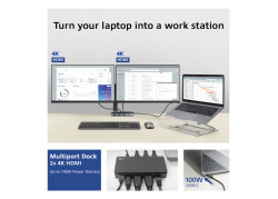 ACT AC7093 | USB-C 4K Docking Station | 2x HDMI + Ethernet + USB-C/USB-A + PD | 1m Kabel | OPEN BOX