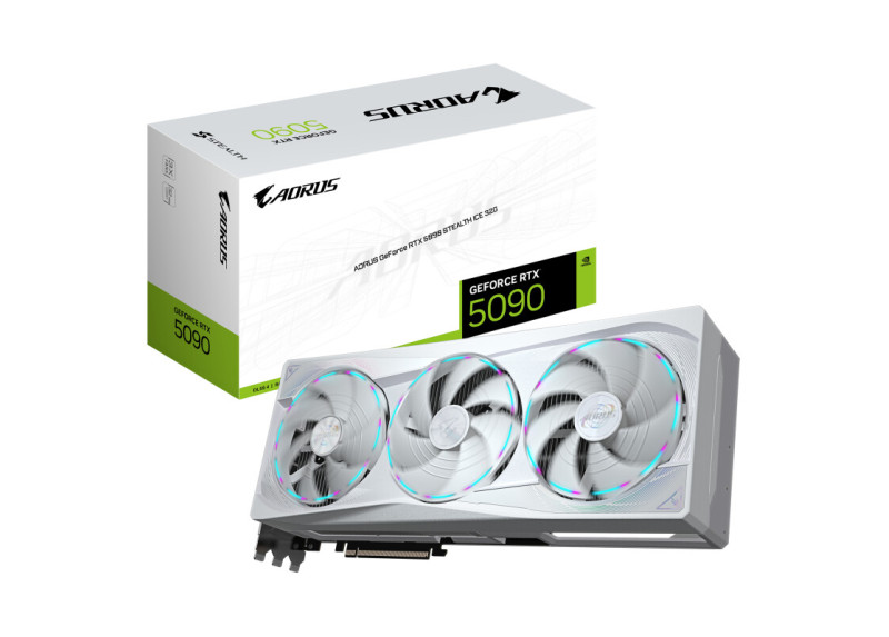 GIGABYTE AORUS RTX 5090 STEALTH ICE | 32 GB GDDR7 VRAM | 4K Gaming & AI | Videokaart | GPU | Nvidia