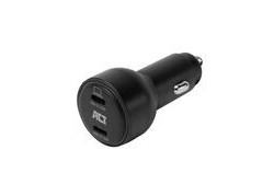 ACT 2-poorts USB-C fast charge autolader 95W met Power Delivery PPS, Quick Charge en GaNFast