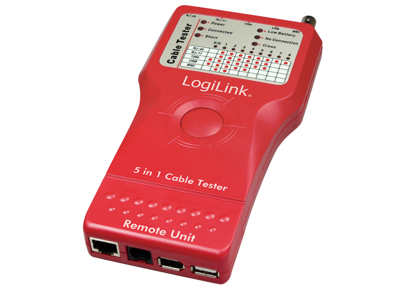 LogiLink Kabeltester RJ45/11/BNC/USB-A/IEEE1394