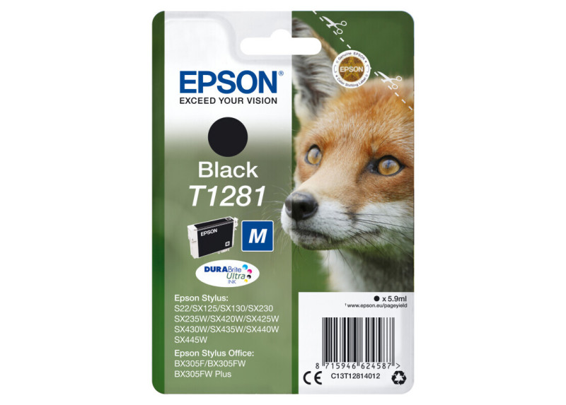 Epson T1281 Zwart 5,9ml (Origineel) fox