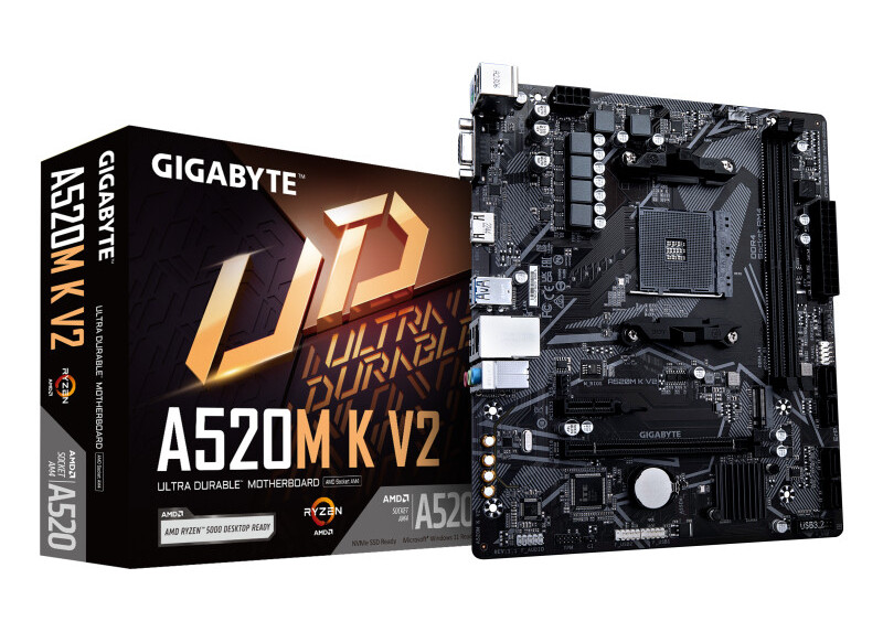 Gigabyte A520M-K V2 | Socket AM4 | AMD A520 | 2xDDR4 | Micro-ATX | Moederbord | Open Box