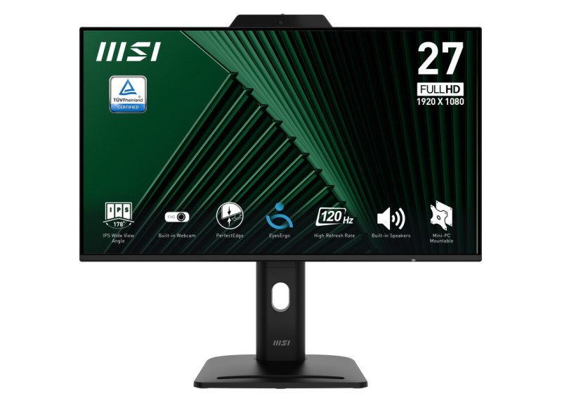 MSI PRO MP272PMG | 27" Full HD IPS Monitor | 120Hz | Webcam | USB | Zwart