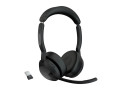 Jabra Evolve2 55 Link380a MS Stereo | Bluetooth Headset (ANC) | USB-A Dongle | Oplaadstandaard | Zwart