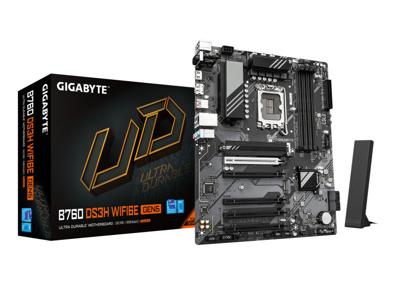 GIGABYTE B760 DS3H WIFI6E GEN5 | Intel B760 Express | LGA 1700 | ATX | DDR5 | PCIe 5.0 | WiFi 6E | 2.5GbE LAN | Moederbord