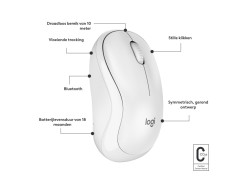 Logitech M240 | Draadloze Bluetooth Muis | Ambidextrous | Compact Reisformaat | Wit
