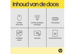 HP 250 Dual Mouse | Draadloze Muis | Bluetooth 5.0 & 2.4 GHz USB Ontvanger | 1600 DPI | Ambidextrous | Zwart