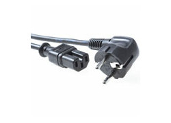 ACT Netsnoer Schuko CEE 7/7 male (haaks) - C15 IEC 60320 zwart 1,5 m