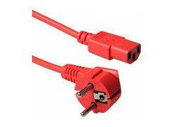 ACT Netsnoer Schuko CEE 7/7 male (haaks) - C13 IEC 60320 rood 3 m