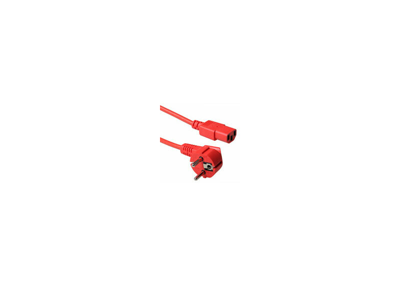 ACT Netsnoer Schuko CEE 7/7 male (haaks) - C13 IEC 60320 rood 3 m