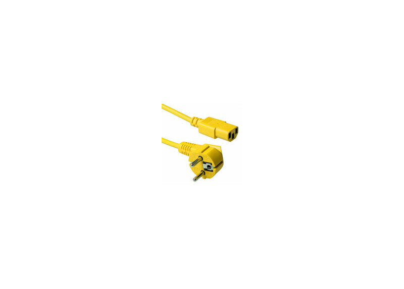 ACT Netsnoer Schuko CEE 7/7 male (haaks) - C13 IEC 60320 geel 1,8 m