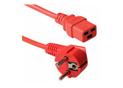 ACT Netsnoer Schuko CEE 7/7 male (haaks) - C19 IEC 60320 rood 1,2 m