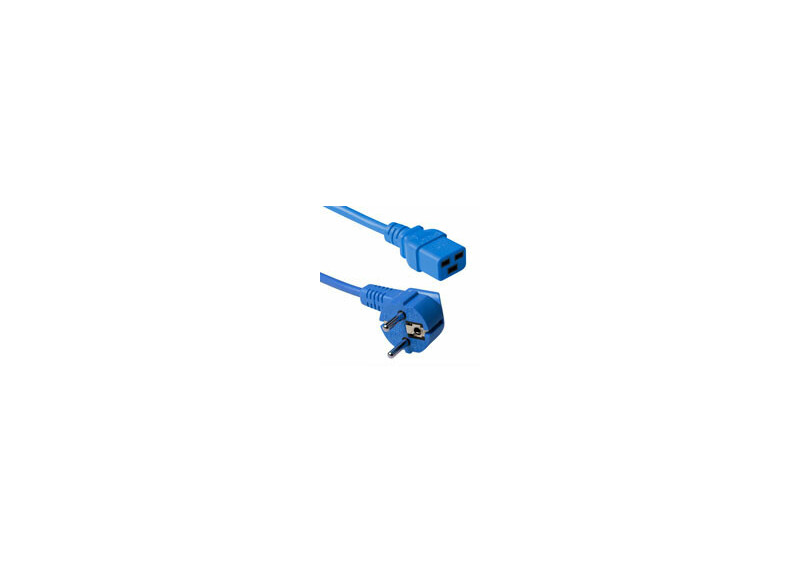 ACT Netsnoer Schuko CEE 7/7 male (haaks) - C19 IEC 60320 blauw 1,8 m