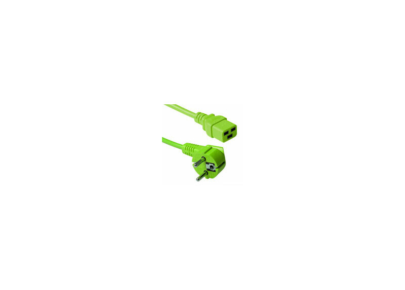 ACT Netsnoer Schuko CEE 7/7 male (haaks) - C19 IEC 60320 groen 3 m