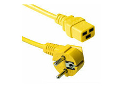 ACT Netsnoer Schuko CEE 7/7 male (haaks) - C19 IEC 60320 geel 3 m