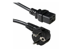 ACT Netsnoer Schuko CEE 7/7 male (haaks) - C19 IEC 60320 zwart 0,6 m