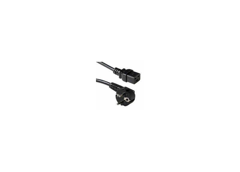 ACT Netsnoer Schuko CEE 7/7 male (haaks) - C19 IEC 60320 zwart 0,6 m