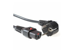 ACT Netsnoer Schuko CEE 7/7 male (haaks) - C13 IEC Lock zwart 2 m, EL182S